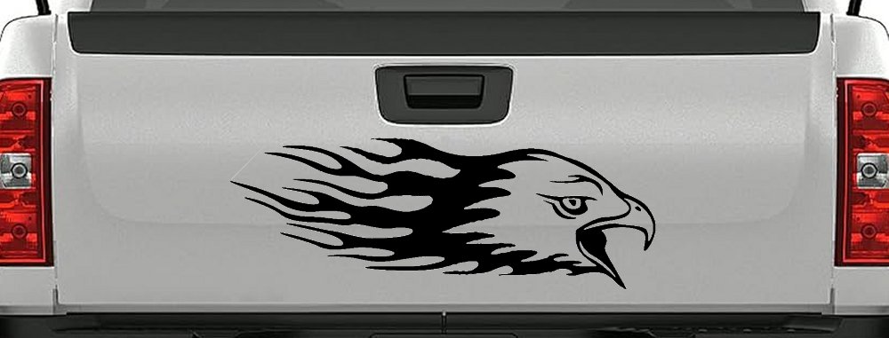 Flaming Eagle Head Military Car or Truck Window Decal Sticker