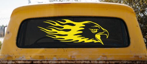 Flaming Eagle Head Military Car or Truck Window Decal Sticker
