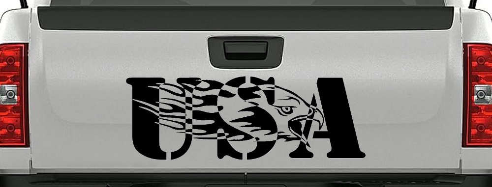 Flaming Eagle Head USA Military Car or Truck Window Decal Sticker