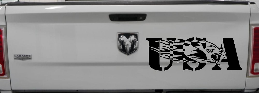 Flaming Eagle Head USA Military Car or Truck Window Decal Sticker