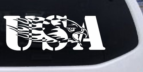 Flaming Eagle Head USA Military Car or Truck Window Decal Sticker