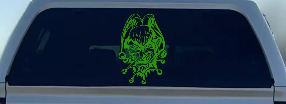 Mean Joker Biker Car or Truck Window Decal Sticker (Lime)