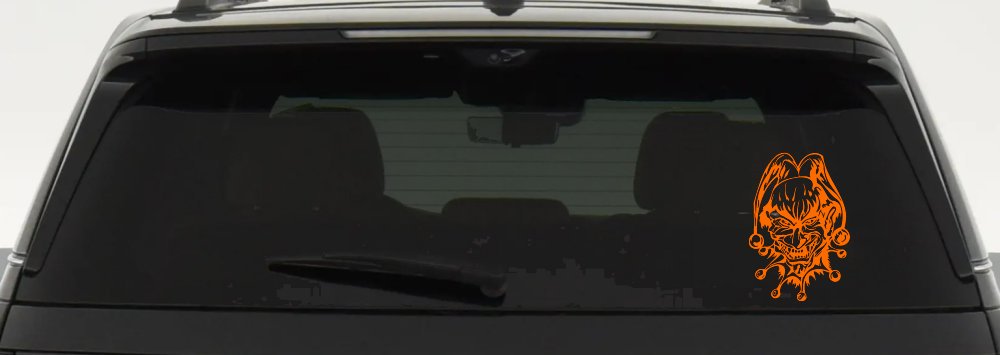 Mean Joker Biker Car or Truck Window Decal Sticker (Orange)
