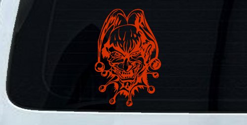 Mean Joker Biker Car or Truck Window Decal Sticker (Orange Red)