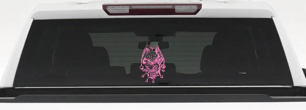 Mean Joker Biker Car or Truck Window Decal Sticker (Pink)