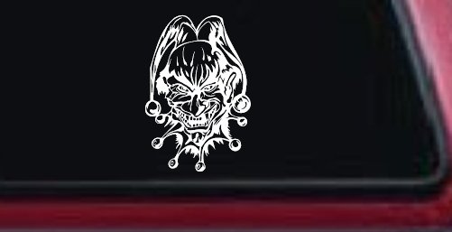 Mean Joker Biker Car or Truck Window Decal Sticker (White)