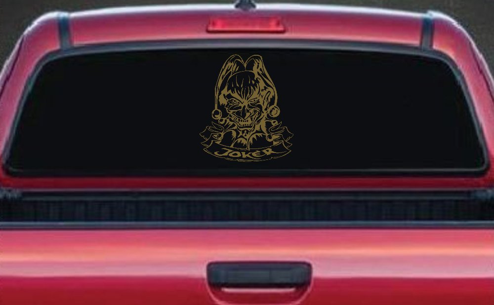 Mean Joker with Banner Biker Car or Truck Window Decal Sticker