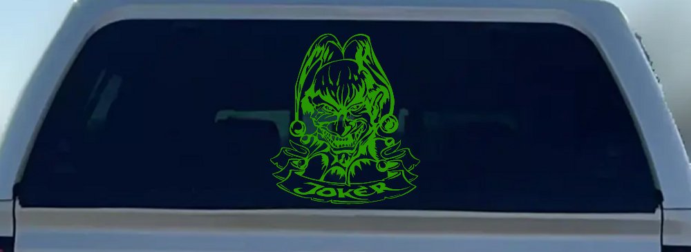Mean Joker with Banner Biker Car or Truck Window Decal Sticker