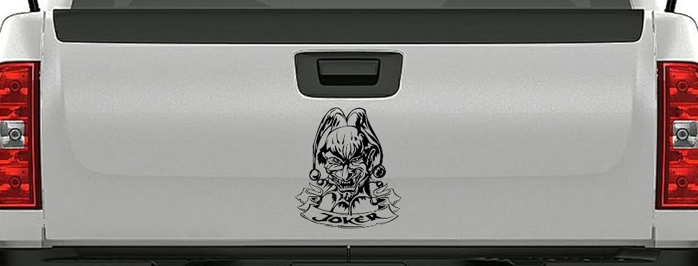 Mean Joker with Banner Biker Car or Truck Window Decal Sticker