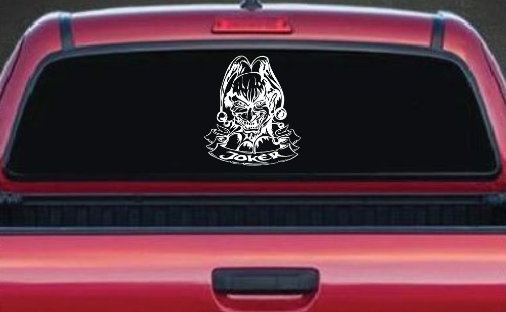Mean Joker with Banner Biker Car or Truck Window Decal Sticker