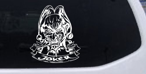 Mean Joker with Banner Biker Car or Truck Window Decal Sticker