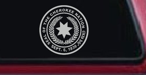 Seal of the Cherokee Nation Native American Indian Car or Truck Window Decal Sticker (Light Gray)