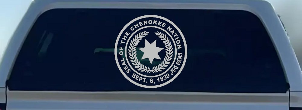 Seal of the Cherokee Nation Native American Indian Car or Truck Window Decal Sticker (Light Gray)