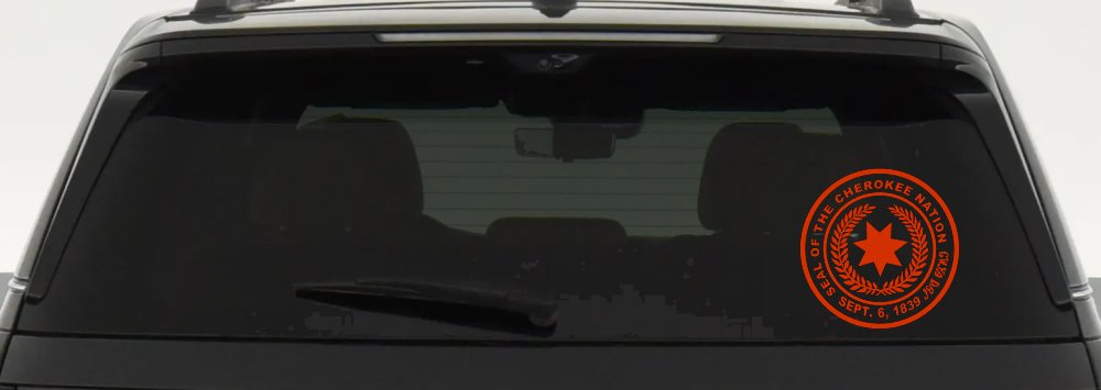 Cherokee Nation Seal Decal for Car Truck Window Native American Sticker (Orange Red)