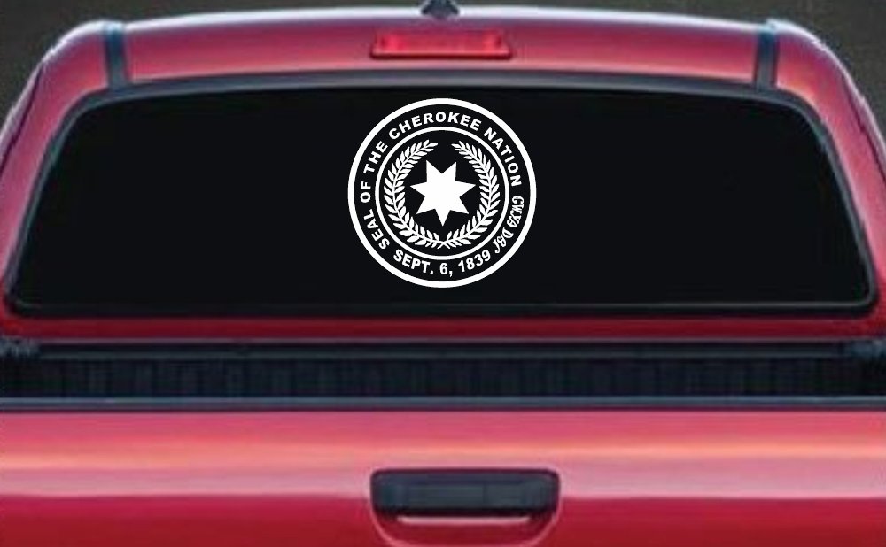 Seal of the Cherokee Nation Native American Indian Car or Truck Window Decal Sticker (White)