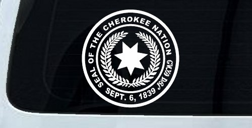 Seal of the Cherokee Nation Native American Indian Car or Truck Window Decal Sticker (White)