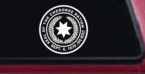 Seal of the Cherokee Nation Native American Indian Car or Truck Window Decal Sticker (White)