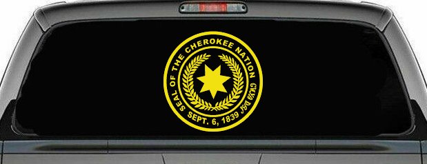 Seal of the Cherokee Nation Native American Indian Car or Truck Window Decal Sticker (Yellow)