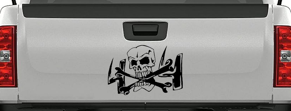 Skull and Cross Bones 4X4 Off Road Car or Truck Window Decal Sticker