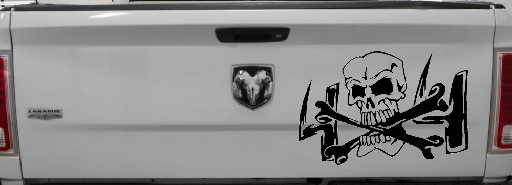 Skull and Cross Bones 4X4 Off Road Car or Truck Window Decal Sticker (Black)