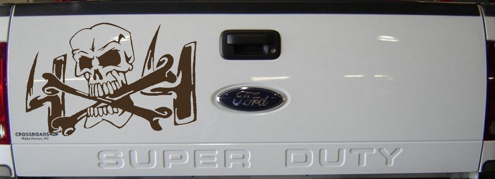 Skull and Cross Bones 4X4 Off Road Car or Truck Window Decal Sticker (Brown)