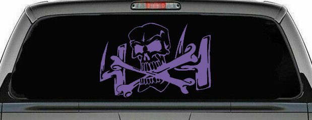 Skull and Cross Bones 4X4 Off Road Car or Truck Window Decal Sticker (Purple)