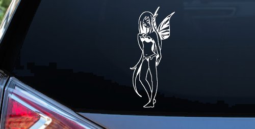 Cute Pixie Fairy Bikini Decal - Car Truck Window Vinyl Sticker (White)