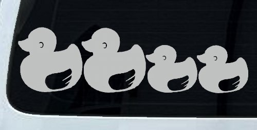 Rubber Duck Family Stick Figure Car Decal - Window Vinyl Sticker (Light Gray)