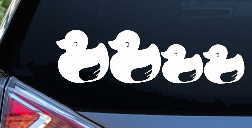Rubber Duck Family Stick Figure Car Decal - Window Vinyl Sticker (White)