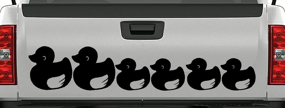 4 Children Rubber Ducky Family Car or Truck Window Decal Sticker (Black)