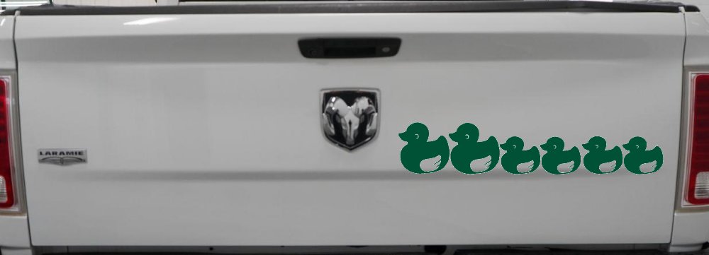 4 Children Rubber Ducky Family Car or Truck Window Decal Sticker (Dark Green)