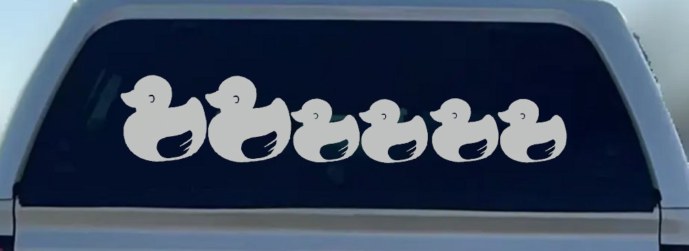 4 Children Rubber Ducky Family Car or Truck Window Decal Sticker (Light Gray)