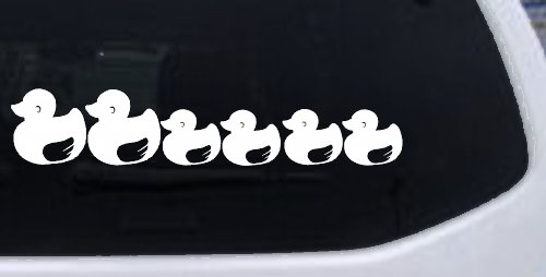 4 Children Rubber Ducky Family Car or Truck Window Decal Sticker (White)