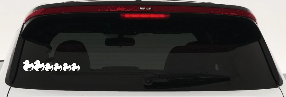 4 Children Rubber Ducky Family Car or Truck Window Decal Sticker (White)