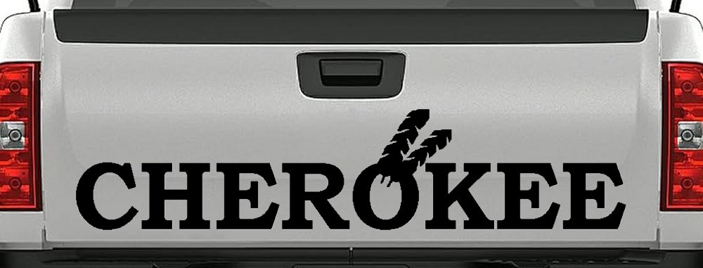 Cherokee Native American Indian Text Car or Truck Window Decal Sticker (Black)