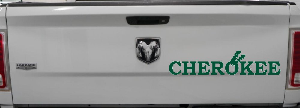 Cherokee Native American Indian Text Car or Truck Window Decal Sticker (Dark Green)