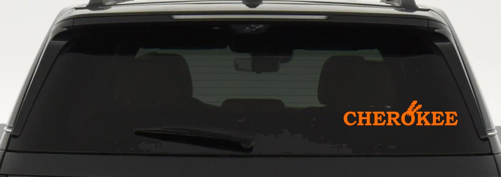 Cherokee Native American Indian Text Car or Truck Window Decal Sticker (Orange)