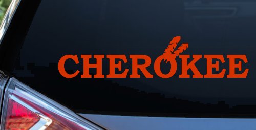 Cherokee Native American Indian Text Car or Truck Window Decal Sticker (Orange Red)