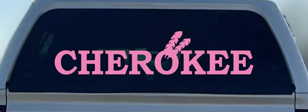 Cherokee Native American Indian Text Car or Truck Window Decal Sticker (Pink)