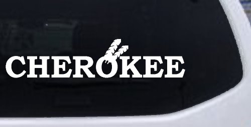 Cherokee Native American Indian Text Car or Truck Window Decal Sticker (White)