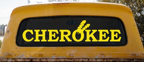 Cherokee Native American Indian Text Car or Truck Window Decal Sticker (Yellow)
