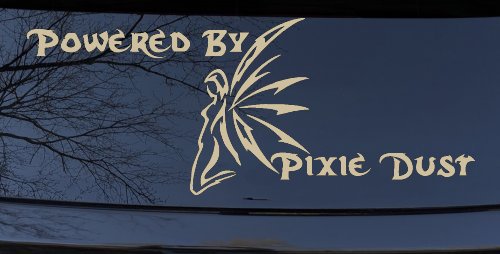 Powered By Pixie Dust Car or Truck Window Decal Sticker (Desert Sand)