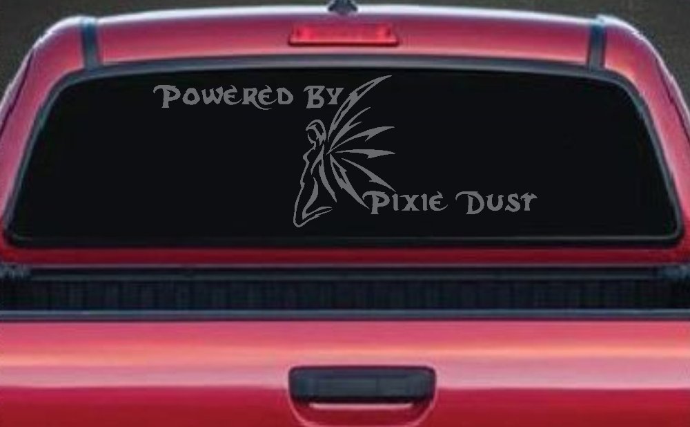 Powered By Pixie Dust Car or Truck Window Decal Sticker (Silver)