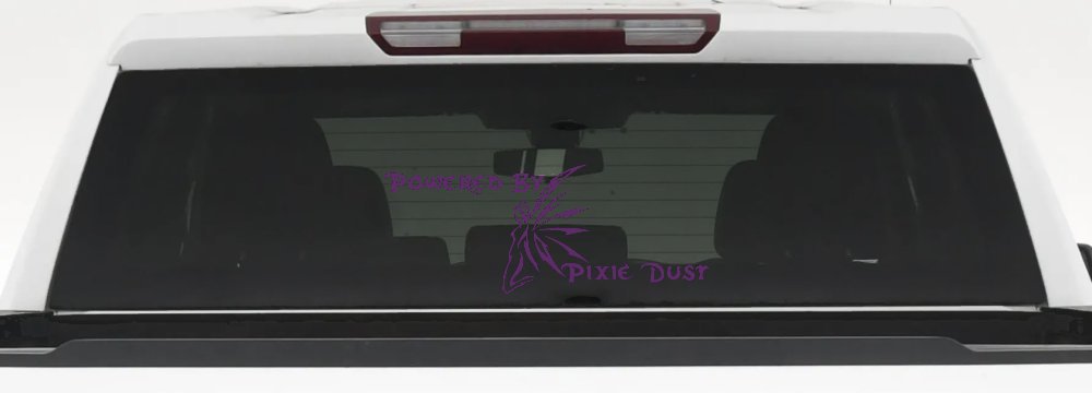 Powered By Pixie Dust Car or Truck Window Decal Sticker (Violet)
