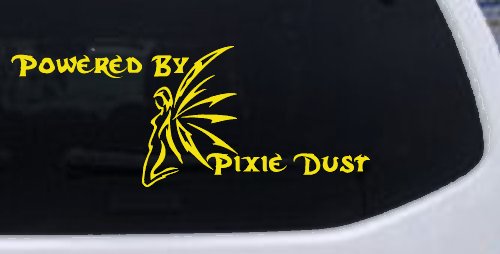 Powered By Pixie Dust Car or Truck Window Decal Sticker (Yellow)