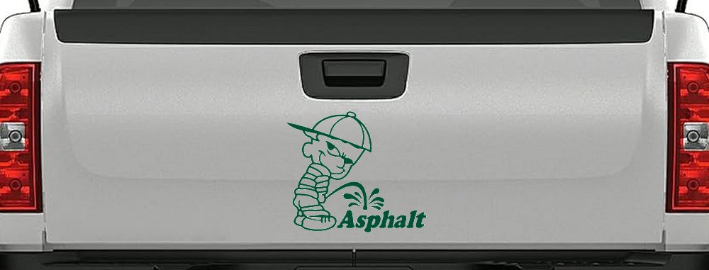 Pee On Asphalt Off Road Car or Truck Window Decal Sticker (Dark Green)
