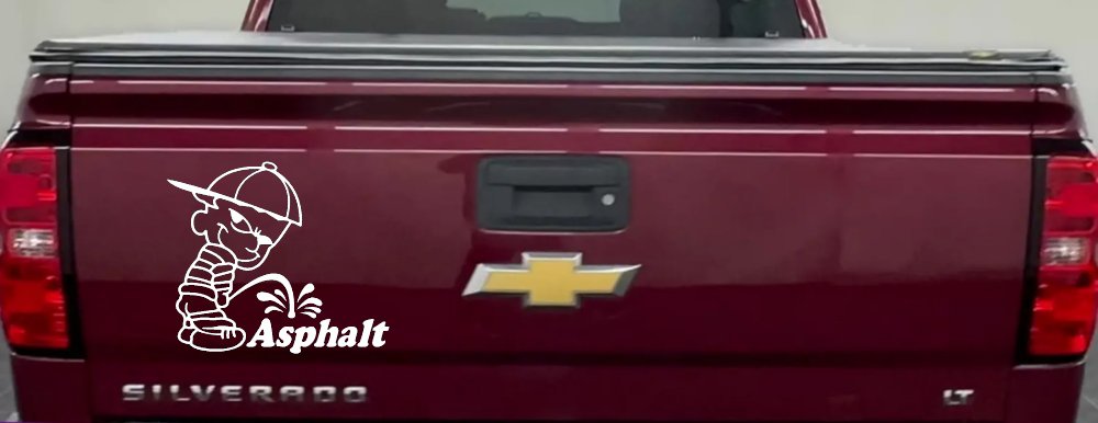 Pee On Asphalt Off Road Car or Truck Window Decal Sticker (White)