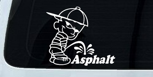 Pee On Asphalt Off Road Car or Truck Window Decal Sticker (White)