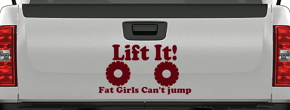 Lift It Fat Girls Can't Jump Funny Off Road Car or Truck Window Decal Sticker (Purple Red)