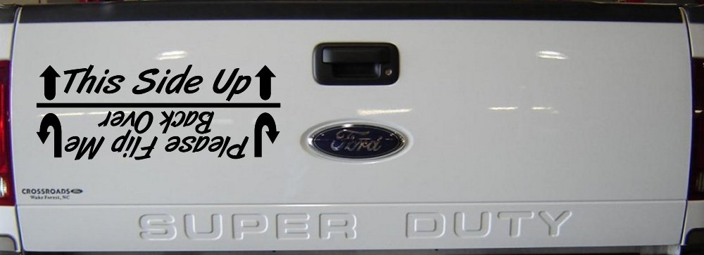 This Side Up Please Flip Me Back Over Funny Off Road Car or Truck Window Decal Sticker (Black)